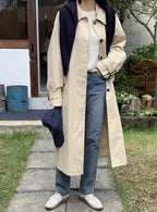 Belted Single Trench Coat - HOLIHOLIC