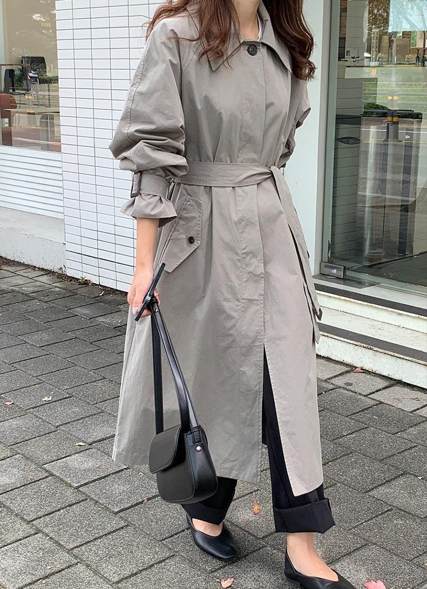 Belted Single Trench Coat - HOLIHOLIC
