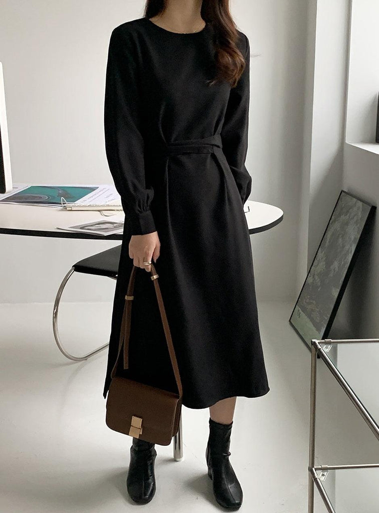 Black Corduroy Midi Dress