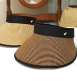 Black Line Straw Sun Visor Hat