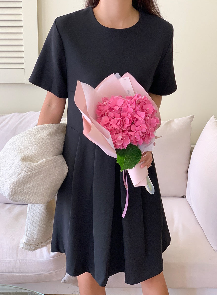Black Short Sleeve Pleated Dress Secondary image