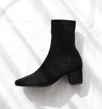Black Stretch Suede Ankle Boots - HOLIHOLIC