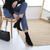 Black Stretch Suede Ankle Boots