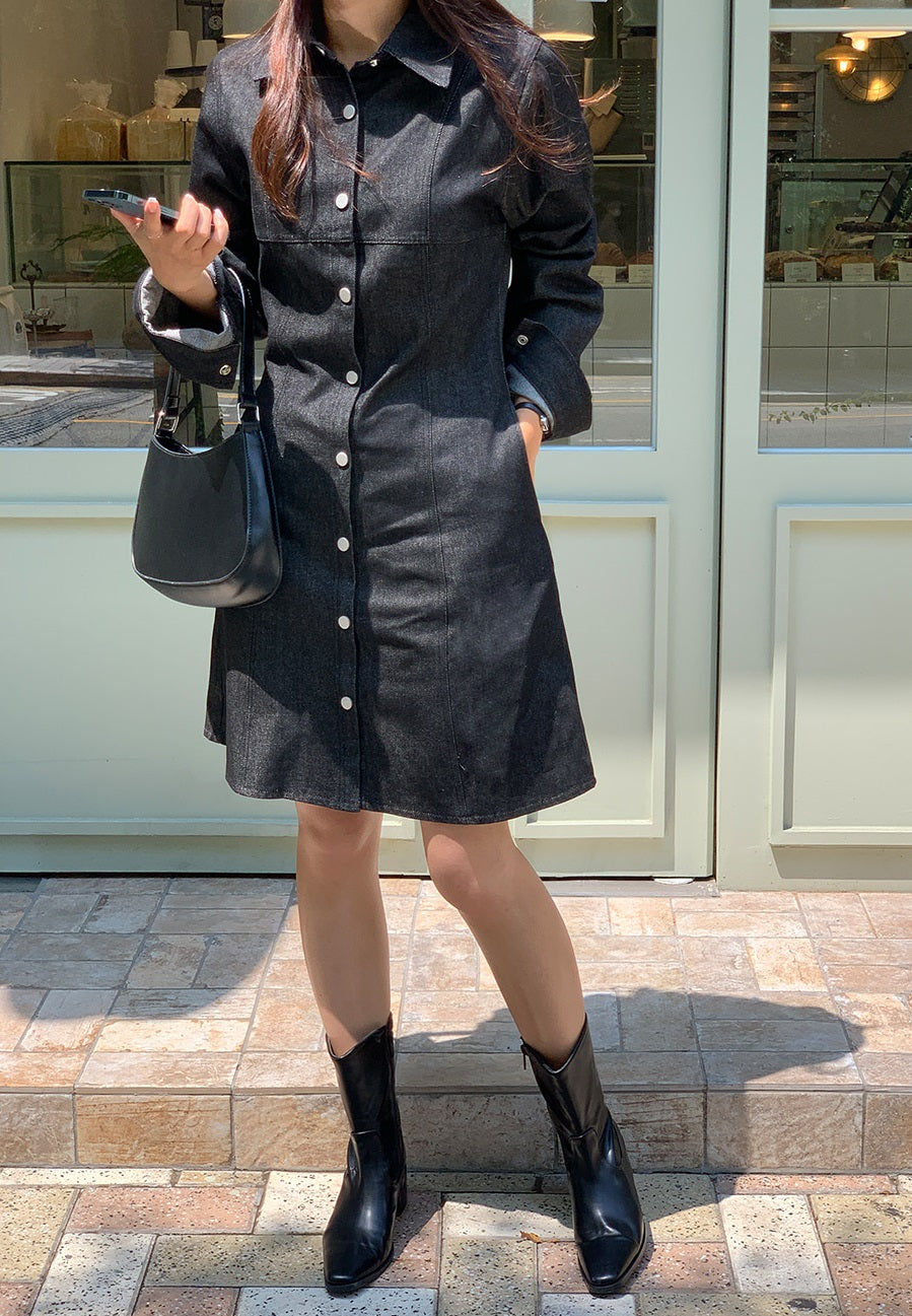 Button Down Denim Mini Dress