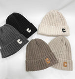C Lettering Ribbed Beanie