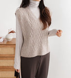 Cable Knit Sweater Vest - HOLIHOLIC
