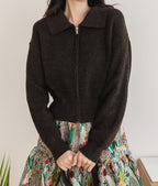 Cashwool Blend Zip-Up Knitted Sweater-Holiholic