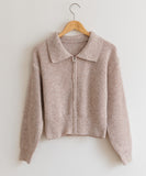 Cashwool Blend Zip-Up Knitted Sweater-Holiholic