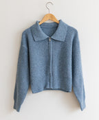 Cashwool Blend Zip-Up Knitted Sweater-Holiholic