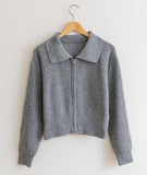 Cashwool Blend Zip-Up Knitted Sweater-Holiholic