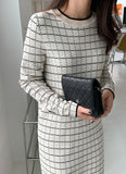 Checkered Knit Dress - HOLIHOLIC