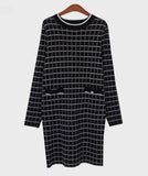 Checkered Knit Dress - HOLIHOLIC
