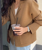 Collared Single Knit Jacket - HOLIHOLIC