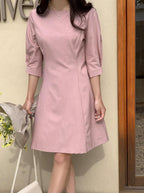 Comfort Fit Solid Midi Dress - HOLIHOLIC