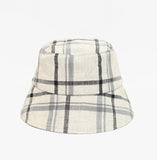 Cotton Linen Plaid Bucket Hat - HOLIHOLIC
