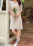 Creamy Ditsy Flower Short Dress - HOLIHOLIC