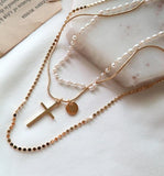 Cross & Pearl Layered Necklace