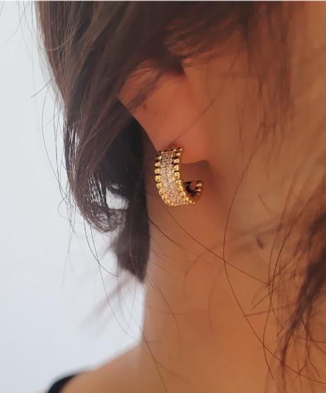 Cubic Zirconia C Hoop Earrings Secondary image