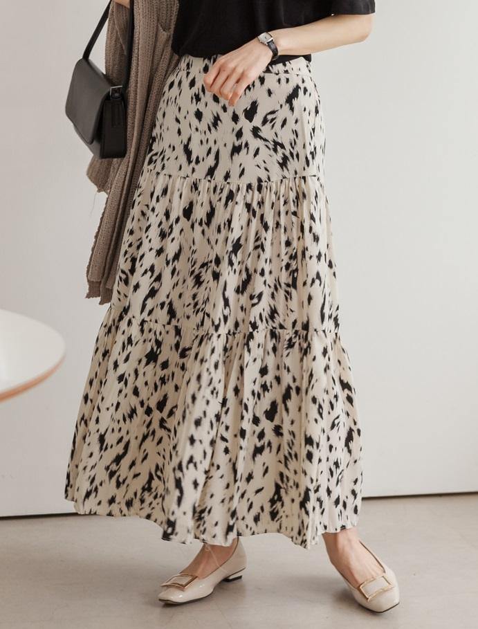 Dalmatian Flare Long Skirt - HOLIHOLIC