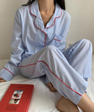 Delia Stripe Pajama Set - HOLIHOLIC