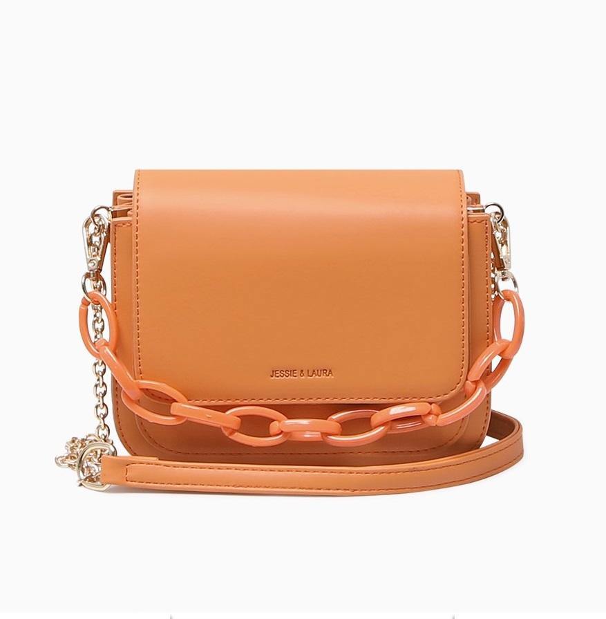 Apricot Genuine Leather Top Handle Minimalist Bucket Bag With Wide Strap