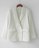 Double Button Solid Blazer - HOLIHOLIC