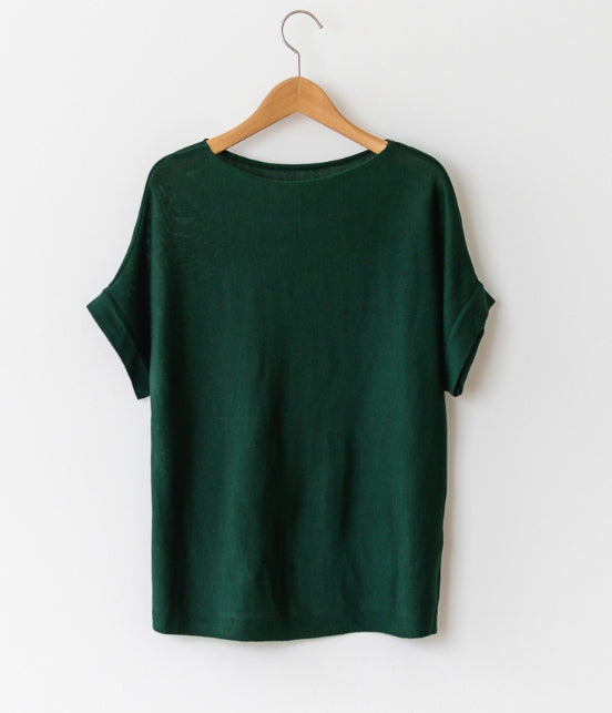Drop Shoulder Boat neck Knit Top-Holiholic