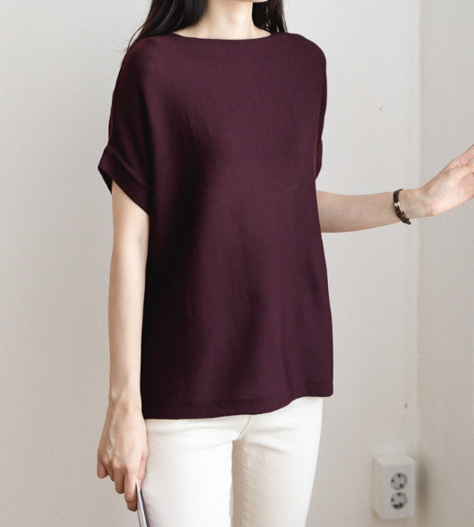 Drop Shoulder Boat neck Knit Top Secondary image