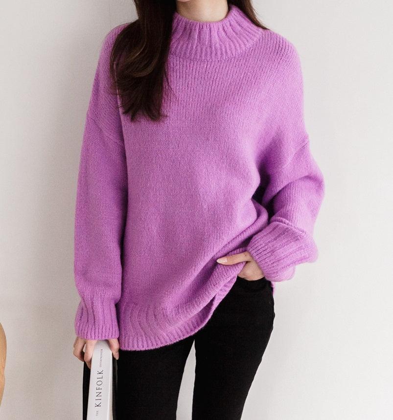 Drop Shoulder Oversized Knit Sweater - HOLIHOLIC