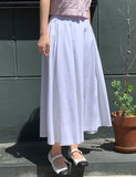 Elastic Waist Linen Flare Skirt - HOLIHOLIC