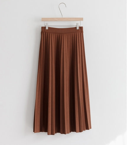Elastic Waist Pleated Skirt-Holiholic