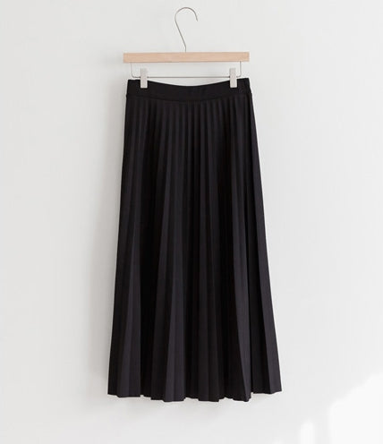 Elastic Waist Pleated Skirt-Holiholic