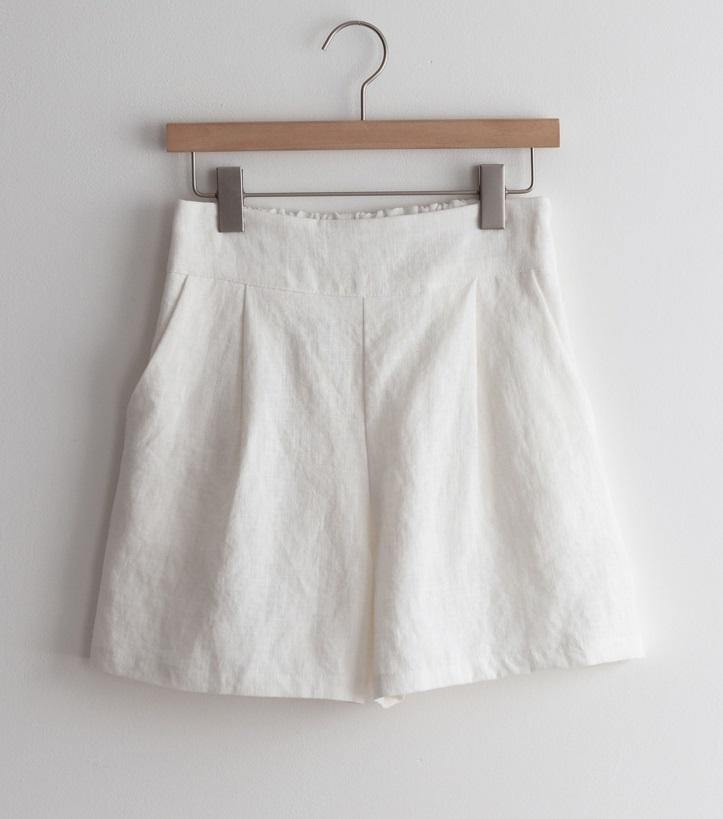 Elastic Waist Pure Linen Shorts - HOLIHOLIC