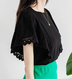 Embroidered Lace Cotton Top - HOLIHOLIC