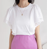 Embroidered Lace Cotton Top - HOLIHOLIC