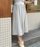 Flare Pleated Skirt with Elastic Waist - HOLIHOLIC