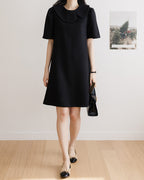 Flat Collar Short Sleeve Dress-Holiholic