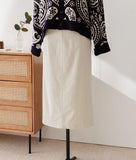 Fleece Corduroy Skirt with Elastic Waist - HOLIHOLIC