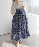 Floral Ruffle Flared Skirt