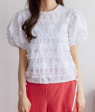 Frill Front Balloon Sleeve blouse - HOLIHOLIC