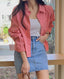 Front Pocket Pointed Crop Shirt -Holiholic
