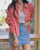 Front Pocket Pointed Crop Shirt