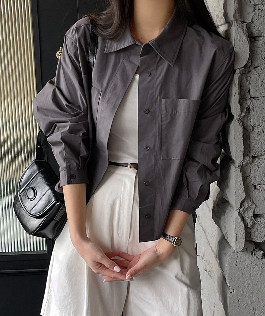Front Pocket Pointed Crop Shirt Secondary image