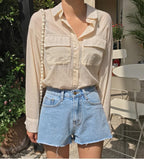 Front Pockets Cotton Shirt - HOLIHOLIC