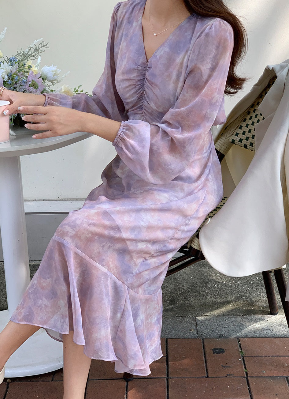 Front Shirring Chiffon Dress Secondary image