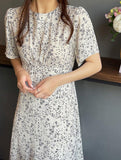 Front Shirring Floral Dress - HOLIHOLIC
