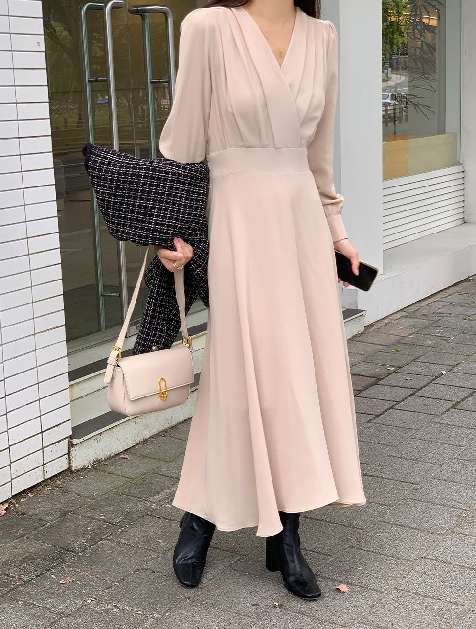Front Shirring V Neck Flare Dress | The best Dresses HOLIHOLIC Front Shirring V Neck Flare Dress | The best Dresses HOLIHOLIC