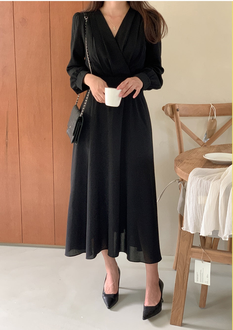 Front Shirring V Neck Flare Dress | The best Dresses HOLIHOLIC Front Shirring V Neck Flare Dress | The best Dresses HOLIHOLIC