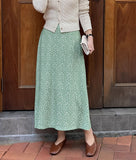 Green Flower Skirt with Elastic Waist