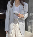 Grey Summer Linen Single Jacket - HOLIHOLIC